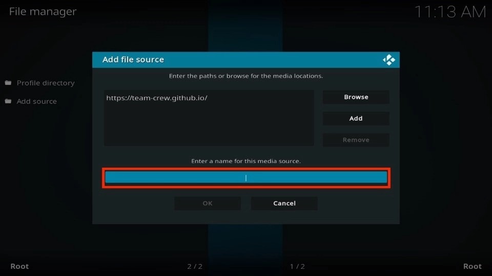 enter media source name