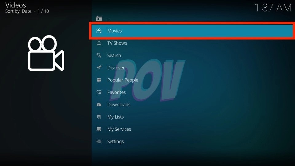 select movies tab