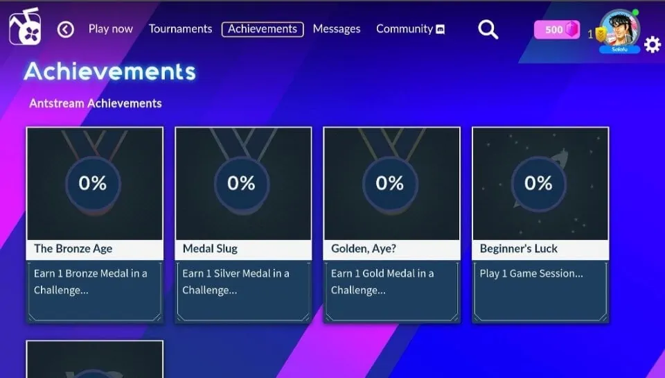 select achievements tab