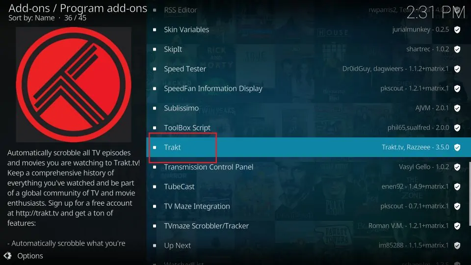 how to get trakt on kodi