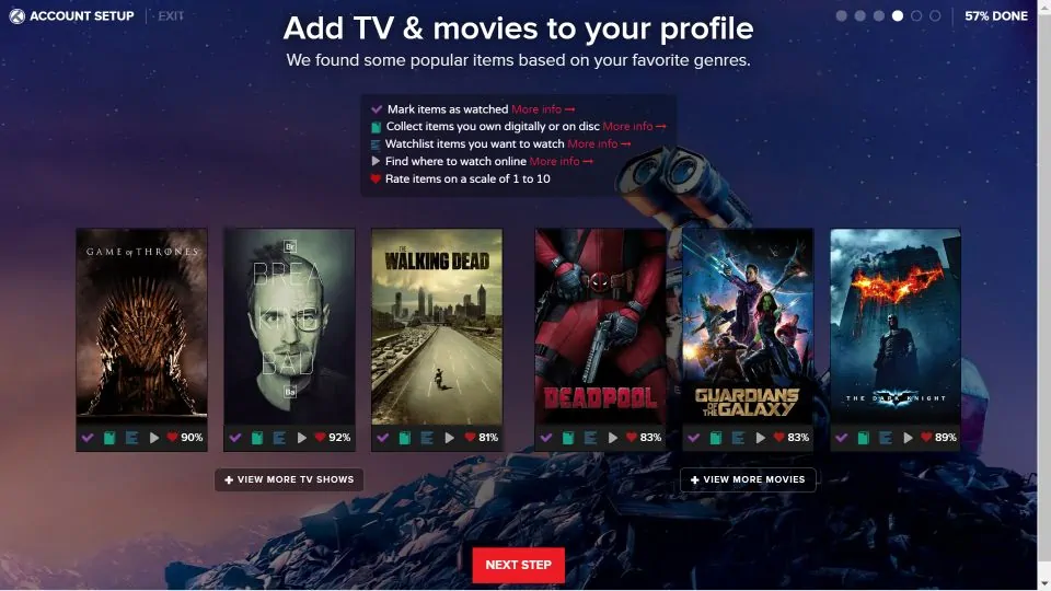 add the movies and shows you have watched