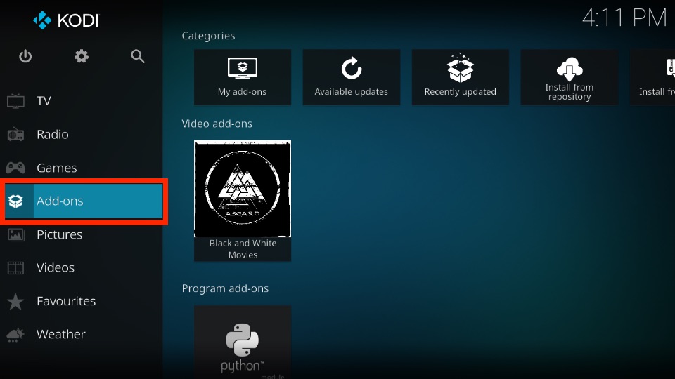 open Add-ons tab