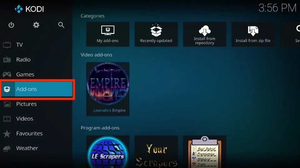 open Add-ons tab
