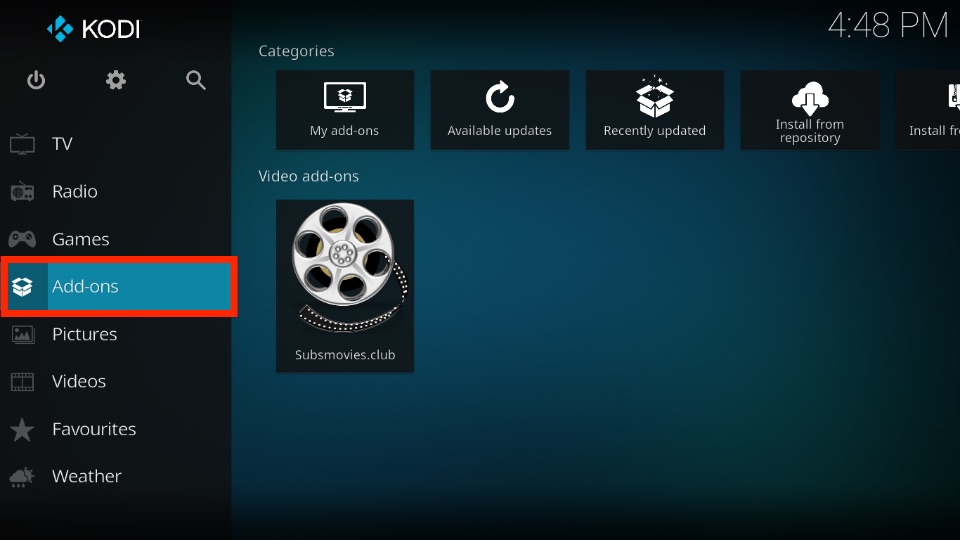 Open the Add-ons tab