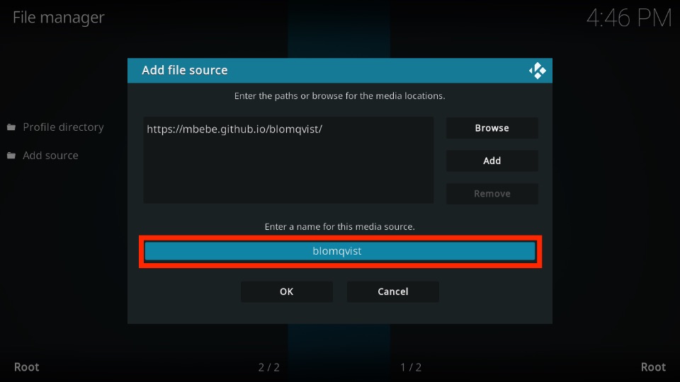 media source name