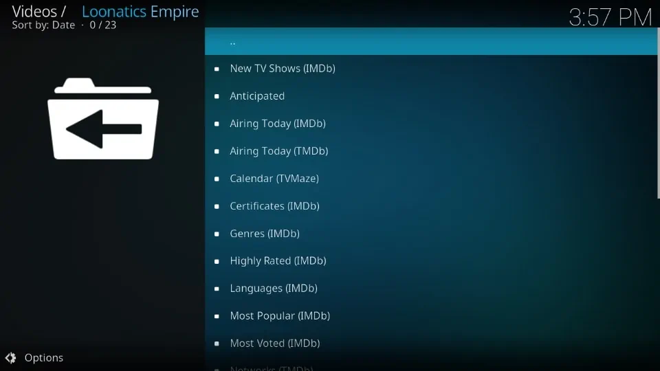 tv shows sub categories