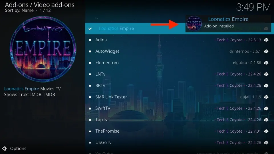LooNatics Empire Add-on installed