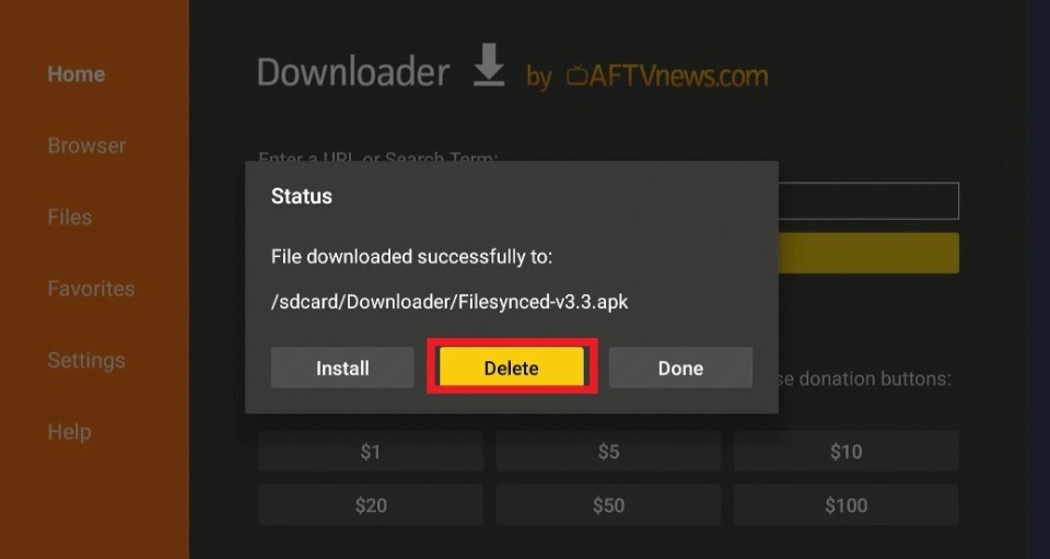 delete filesynced apk files