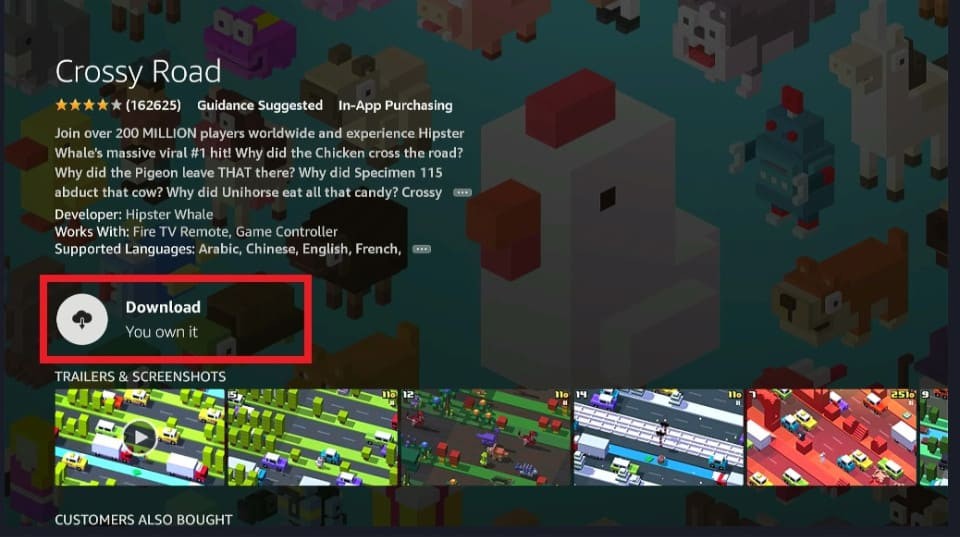 how to download crossy road on firestick