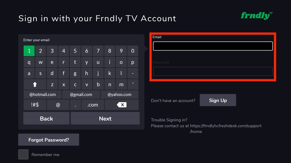 frndly tv account