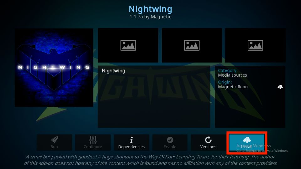 how to install nightwing kodi addon