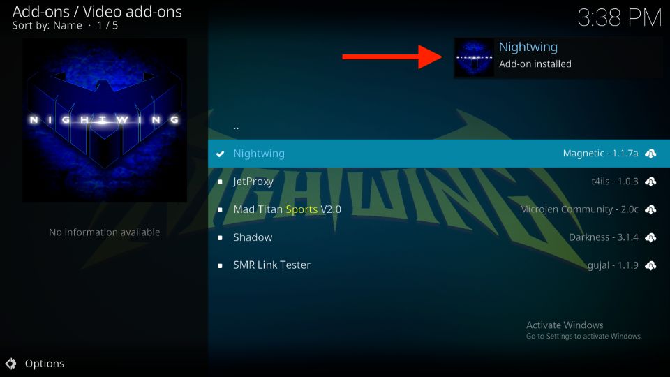 Nightwing Add-on installed