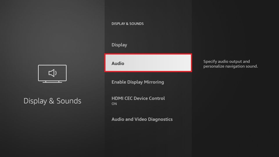 select audio tab