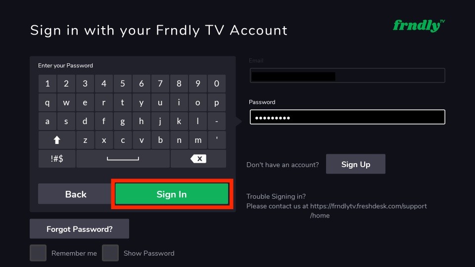 click on sign in button