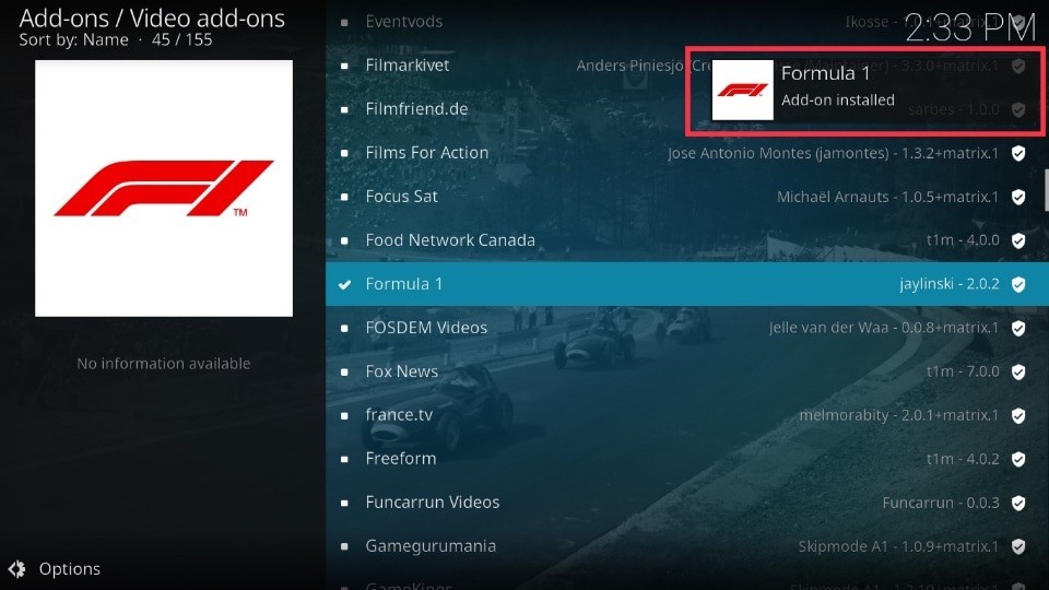Add-on Formula 1 - Stage 1