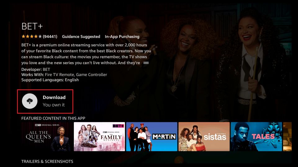 how to download bet plus on firestick