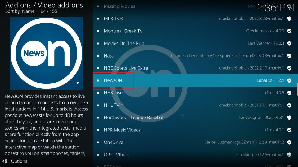 click newson kodi addon