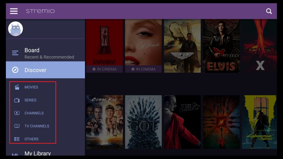click the discover category