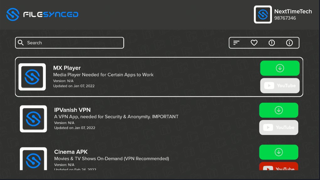 filesynced codes for firestick