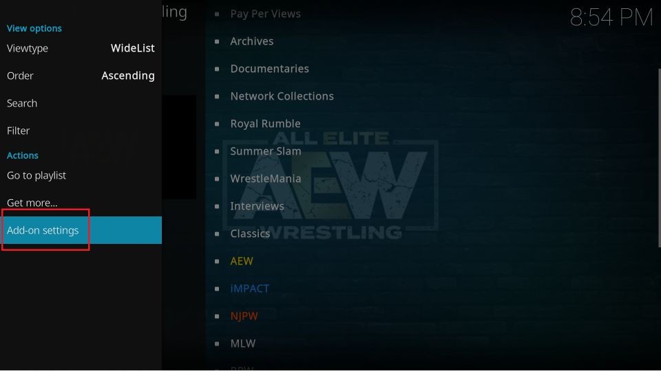 select Add-on settings