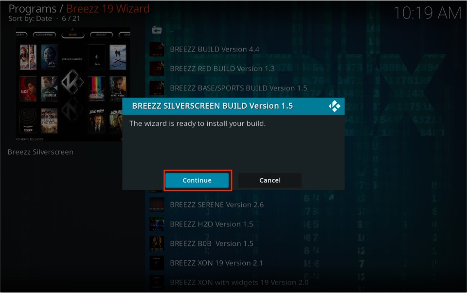 click on continue button