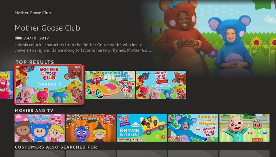 Click on Mother Goose Club