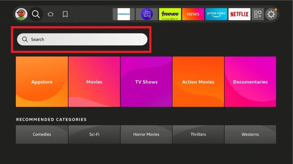 click on search option with hulu