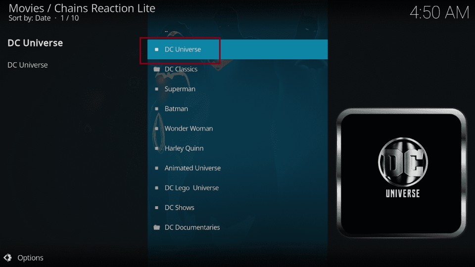 dc universe on kodi