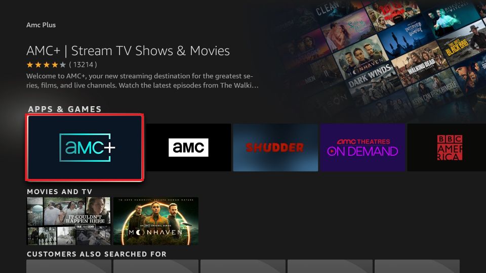 Choose the AMC Plus Icon