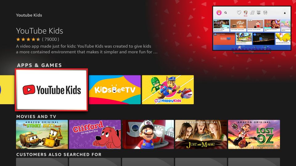 Choose the Youtube Kids Icon