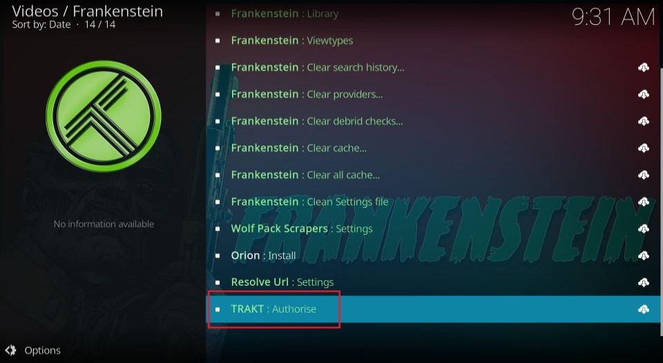 click on Trakt Authorise