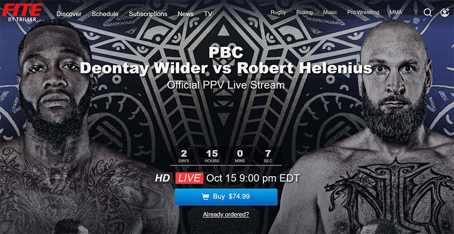 watch wilder vs. helenius on FITE TV