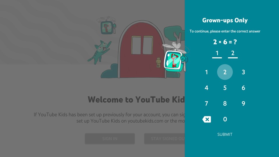 Youtube Kids home screen