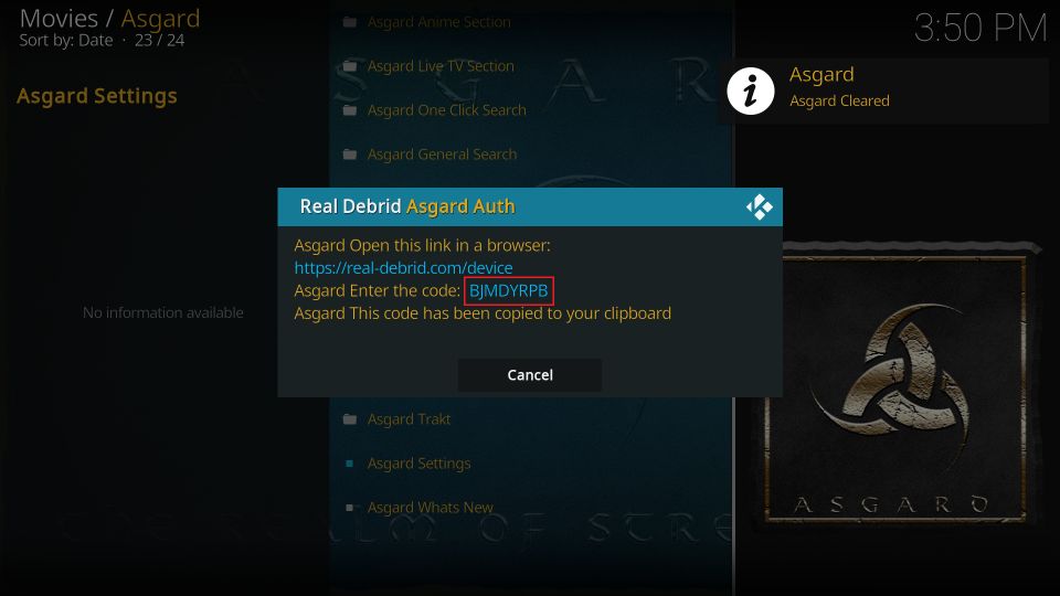 How to install asgard addon on kodi