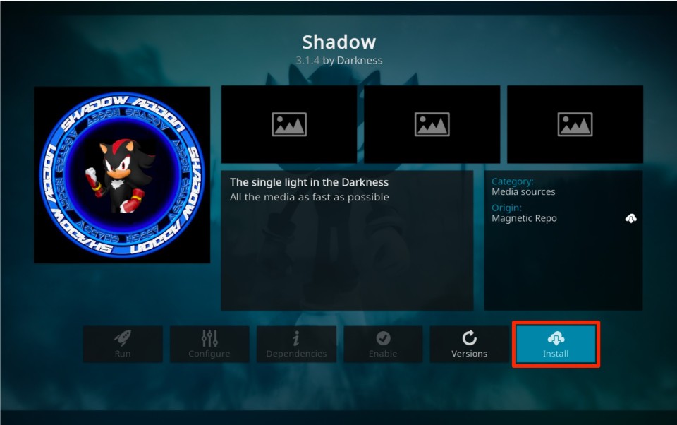 how to install shadow kodi addon