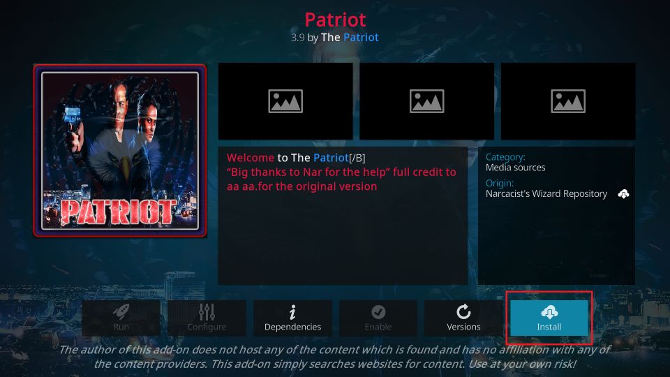 how to install patriot kodi addon