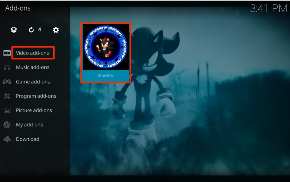 how to use shadow kodi addon
