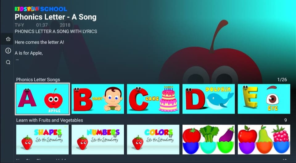 Kids PreSchool Nursery Rhymes for firestick