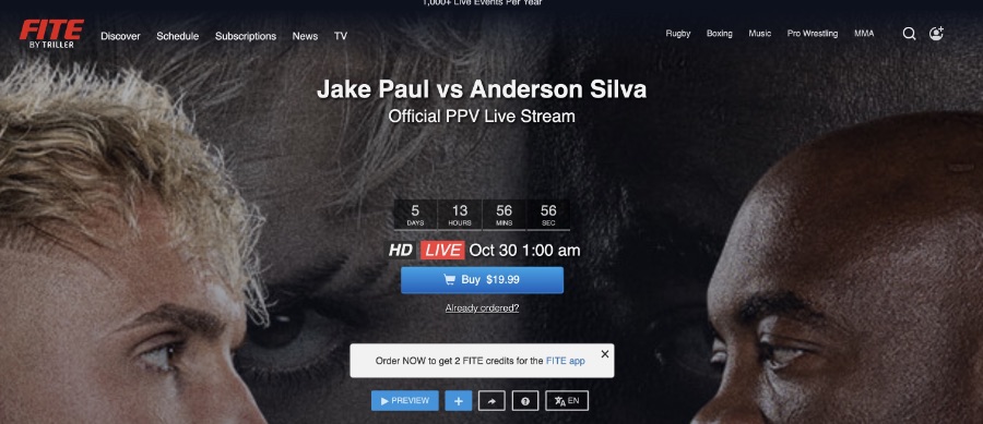jake paul vs anderson silva on firestick