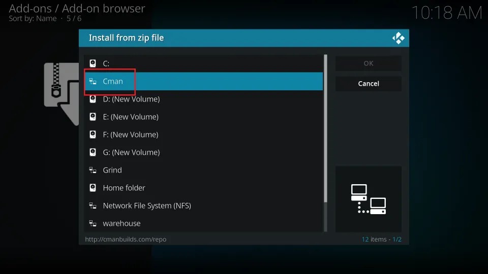 select Cman source name