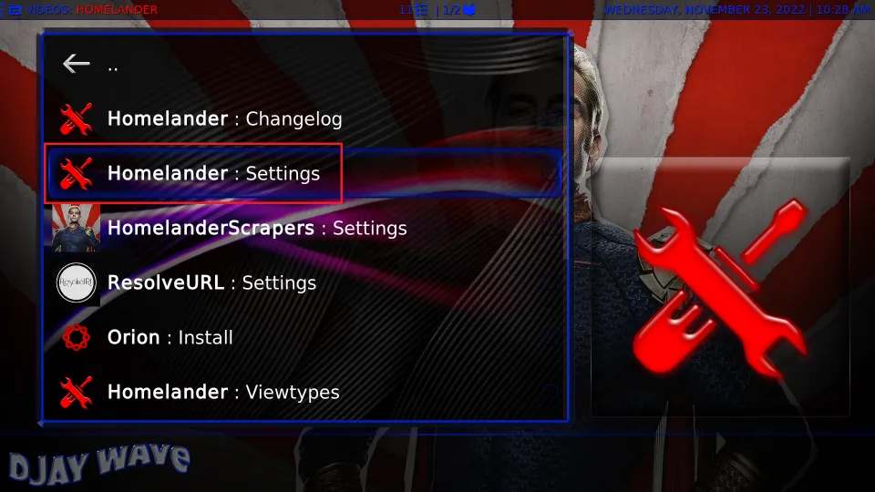 Homelander Settings