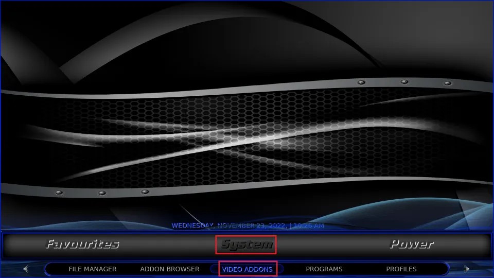 select Video Addons tab