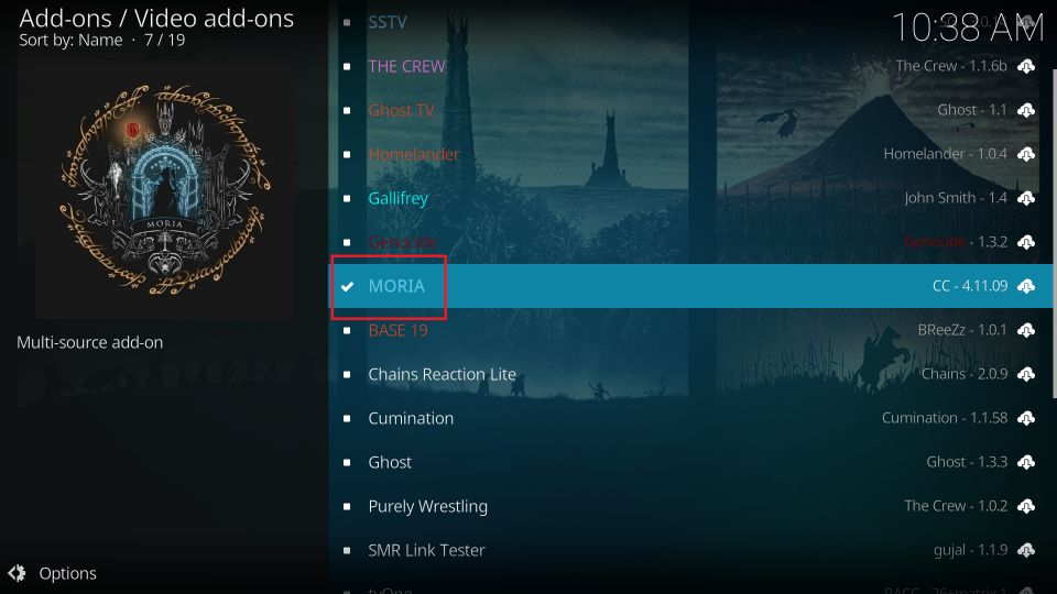 how to use moria kodi addon