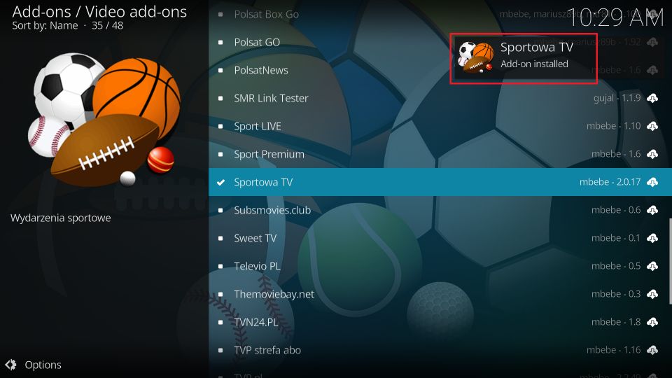 sportowa addon for kodi