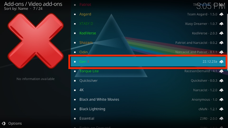 select gen x kodi addon