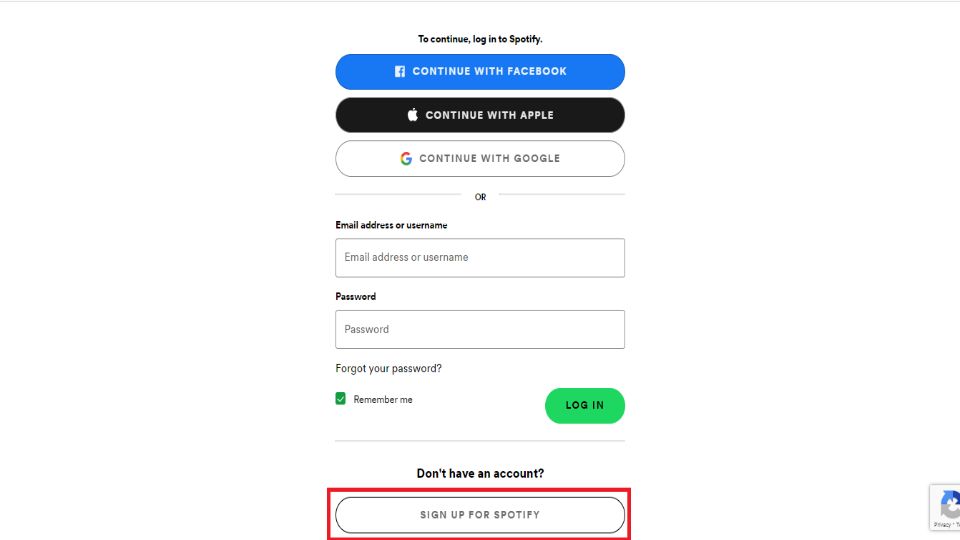 sign up for spotify