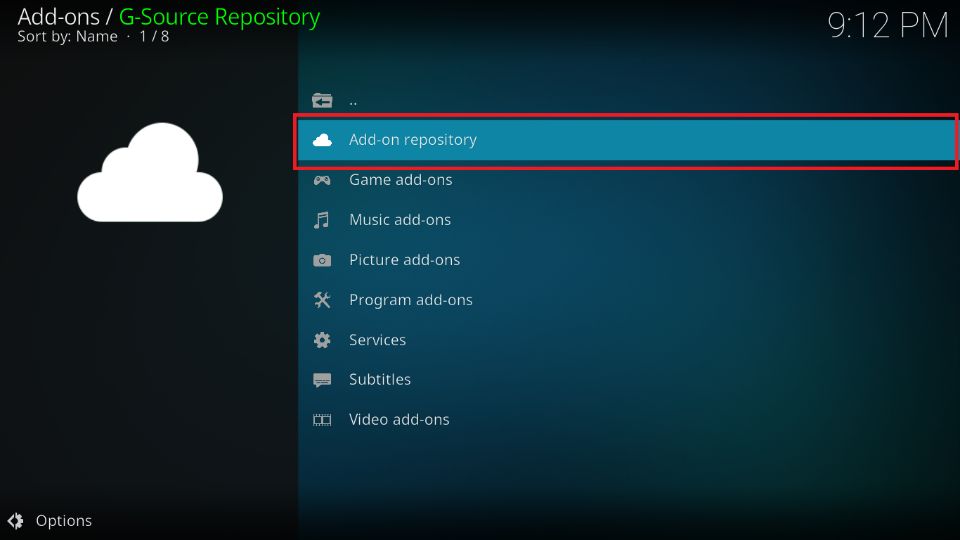 Click on Add-on repository