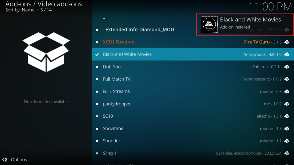 black-and-white-movies-addon-installed