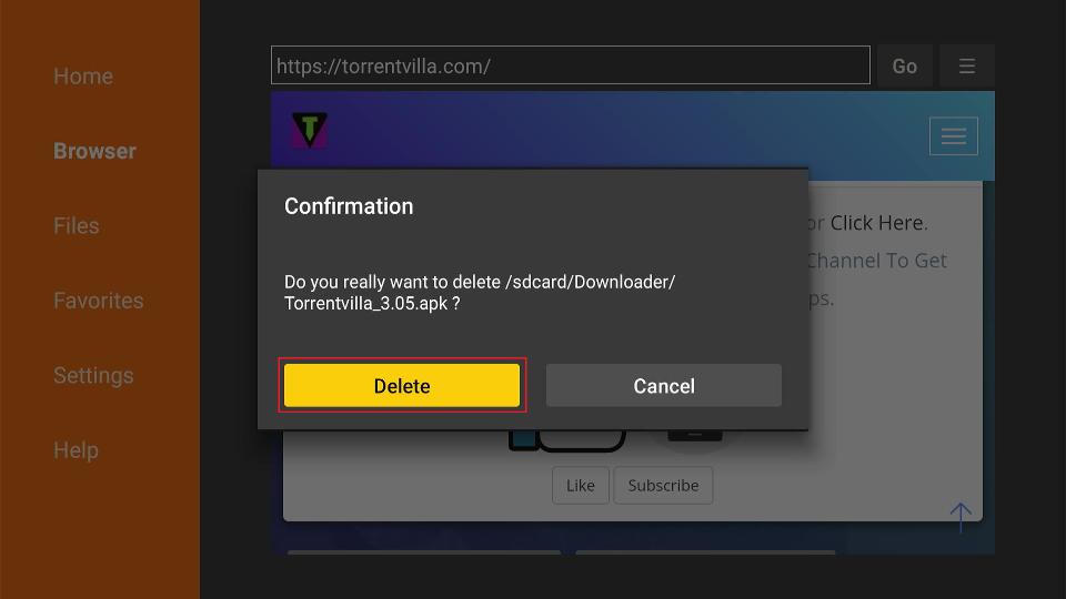 confirm delete torrentvilla apk