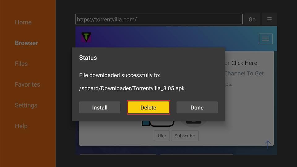 delete torrentvilla apk